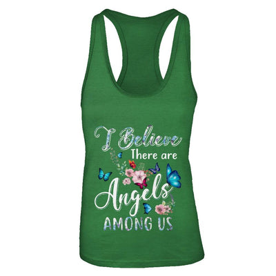 I Believe There Are Angels Among Us Cute Butterfly-T-Shirt & Tank Top-Women's Ideal Racerback Tank-Kelly Green