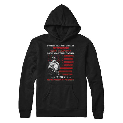 Veteran I Think A Man With A Helmet Defending Our Country-T-Shirt & Hoodie-Pullover Hoodie-Black