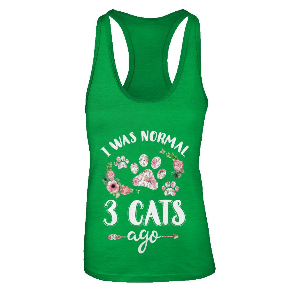 I Was Normal Three Cats Ago-T-Shirt & Tank Top-Women's Ideal Racerback Tank-Kelly Green