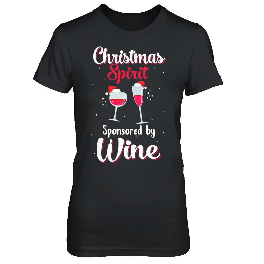 Holiday Party Christmas Spirit Sponsored By Wine-T-Shirt & Sweatshirt-Women's T-Shirt-Black