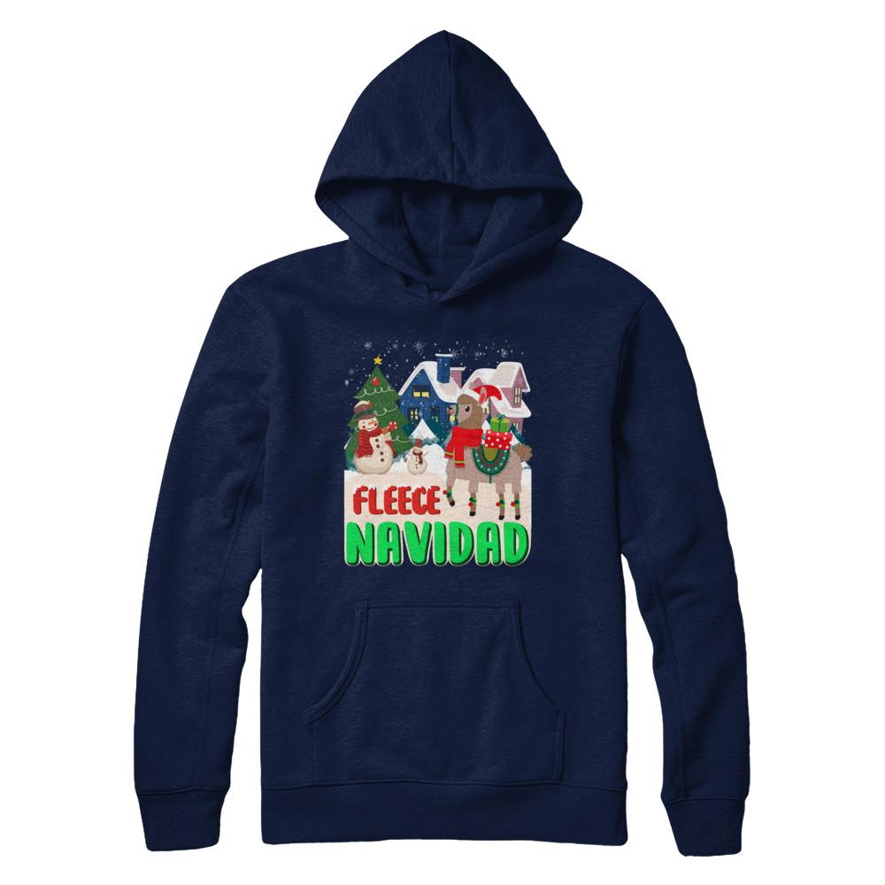 Fleece Navidad Llama Christmas Gifts Spanish-T-Shirt & Sweatshirt-Pullover Hoodie-Navy