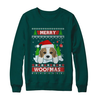 Beagle Merry Woofmas Ugly Christmas Sweater-T-Shirt & Sweatshirt-Crewneck Sweatshirt-Deep Forest