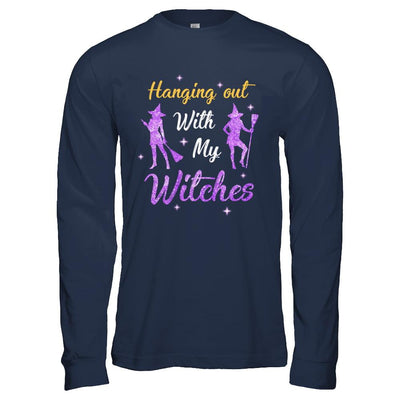 Hanging Out With My Witches Funny Halloween Witch-T-Shirt & Hoodie-Long Sleeve T-Shirt-Navy