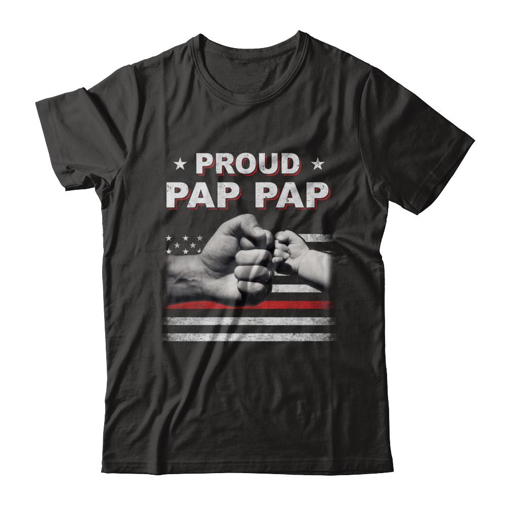 Proud Pap Pap Fireman Firefighter Thin Red Line Flag Fathers Day-T-Shirt & Hoodie-Classic T-Shirt-Black