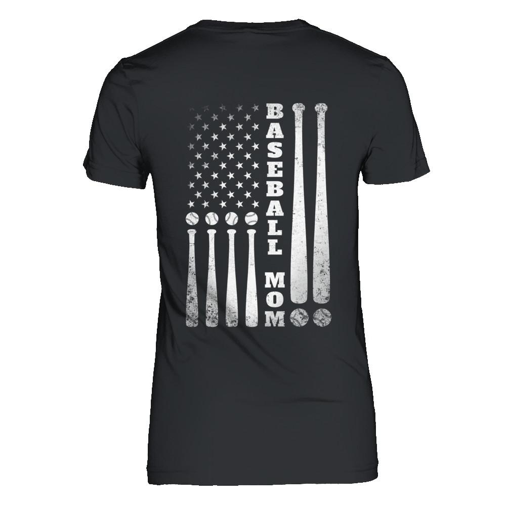American Flag Vintage Baseball Mom Mother's Day-T-Shirt & Hoodie-Women's T-Shirt-Black