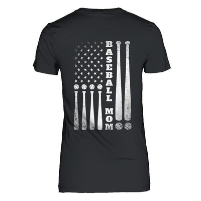 American Flag Vintage Baseball Mom Mother's Day-T-Shirt & Hoodie-Women's T-Shirt-Black