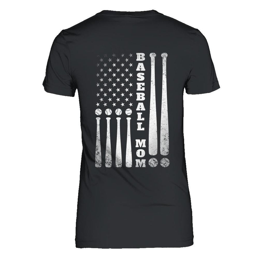 American Flag Vintage Baseball Mom Mother's Day-T-Shirt & Hoodie-Women's T-Shirt-Black