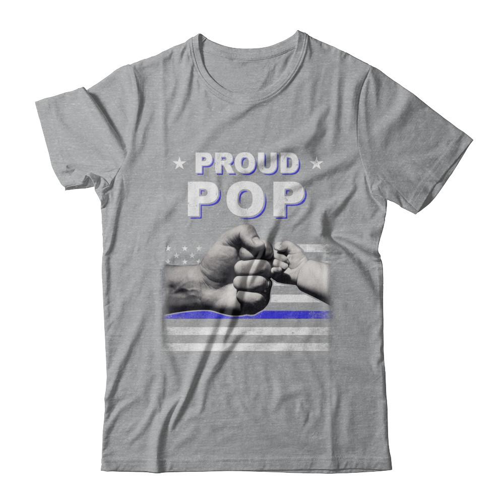 Proud Pop Police Thin Blue Line Flag Fathers Day-T-Shirt & Hoodie-Classic T-Shirt-Sport Grey