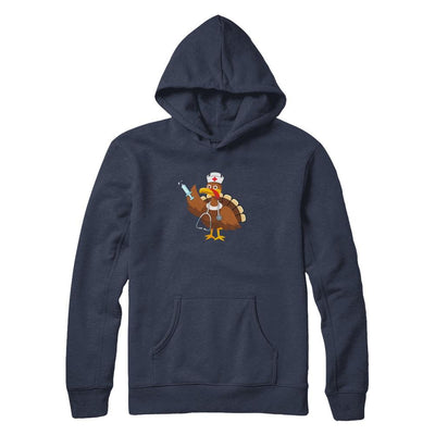 Nurse Turkey Funny Thanksgiving For Nurses-T-Shirt & Hoodie-Pullover Hoodie-Navy