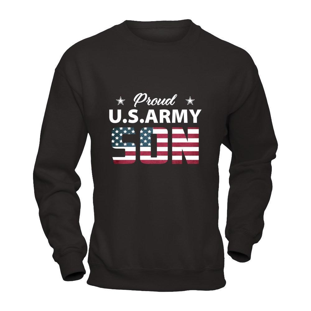 Proud Us Army Son-T-Shirt & Hoodie-Crewneck Sweatshirt-Black
