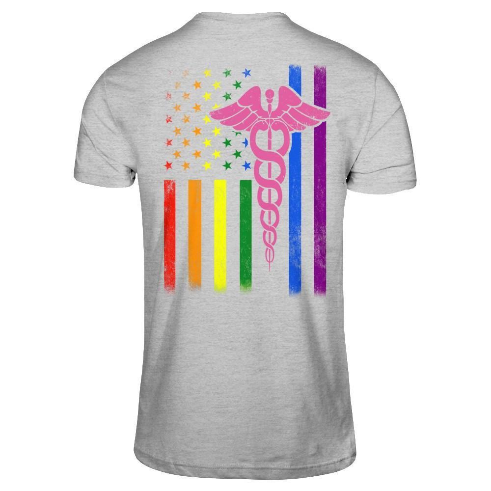 Nurse Rainbow Lgbt Flag Pride Lesbian Gay Super Stronger-T-Shirt & Hoodie-Premium T-Shirt-Heather Gray