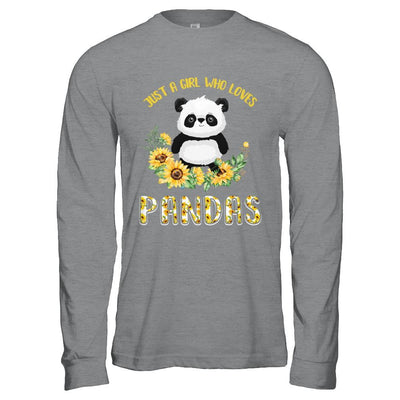 Just A Girl Who Loves Pandas And Sunflowers-T-Shirt & Hoodie-Long Sleeve T-Shirt-Sport Grey