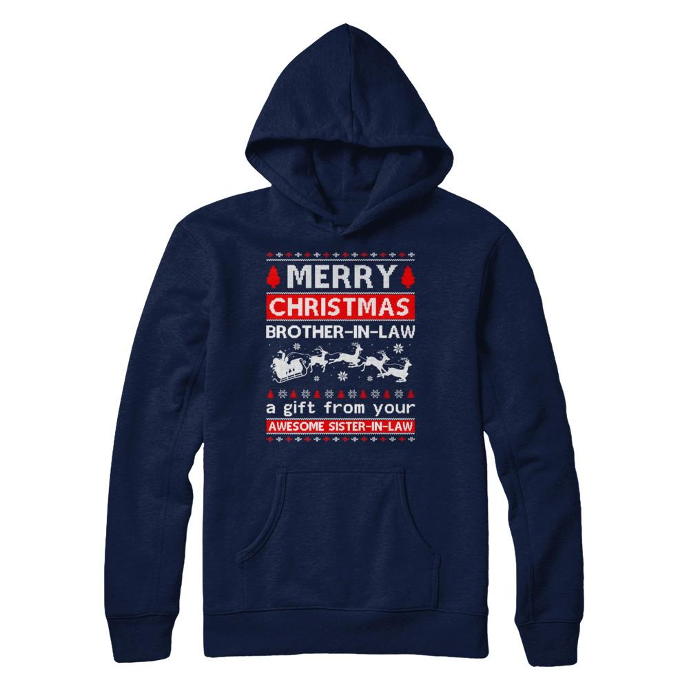 Merry Christmas Brother-In-Law A Gift From Your Sister-In-Law Sweater-T-Shirt & Sweatshirt-Pullover Hoodie-Navy