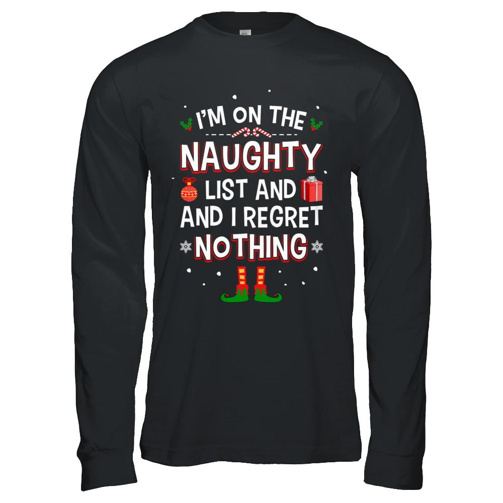 I'm On The Naughty List Funny Christmas-T-Shirt & Hoodie-Long Sleeve T-Shirt-Black
