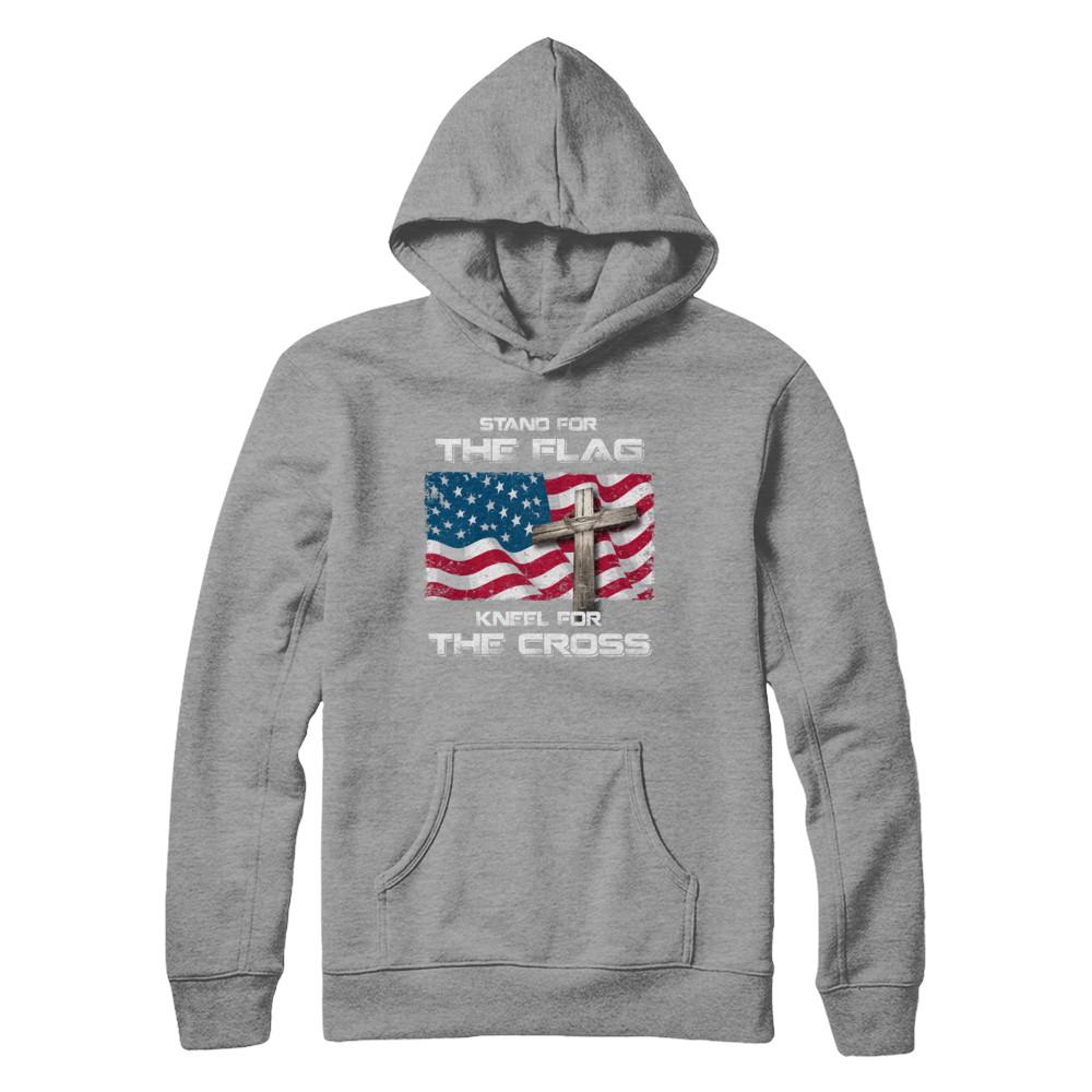 Stand For The Flag Kneel For The Cross-T-Shirt & Hoodie-Pullover Hoodie-Sport Grey