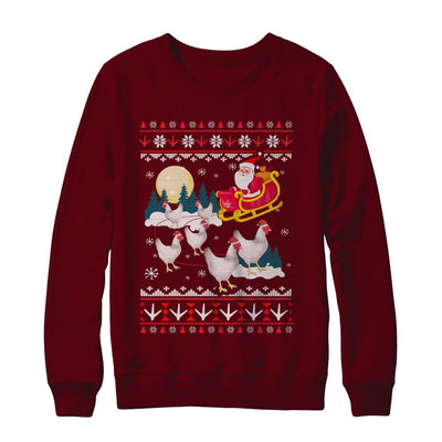 Funny Chicken Ugly Christmas Sweater Gifts-T-Shirt & Sweatshirt-Crewneck Sweatshirt-Maroon