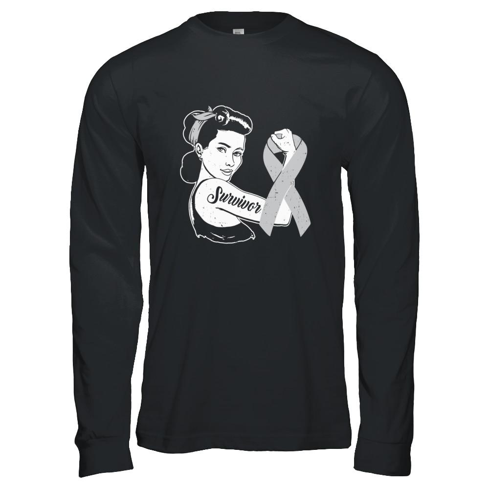 We Can Cure It Grey Brain Cancer Awareness Survivor-T-Shirt & Hoodie-Long Sleeve T-Shirt-Black