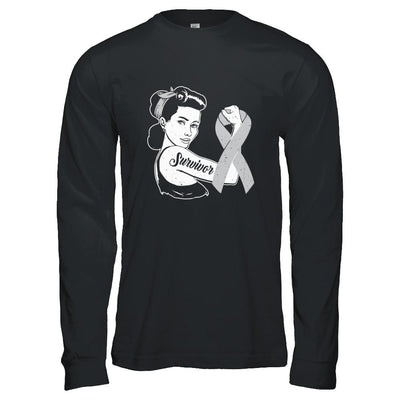 We Can Cure It Grey Brain Cancer Awareness Survivor-T-Shirt & Hoodie-Long Sleeve T-Shirt-Black