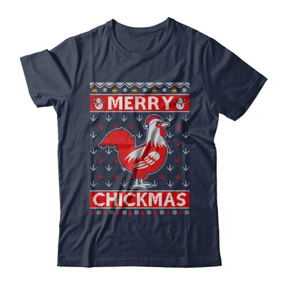 Merry Chickmas Farmer Chicken Ugly Christmas Sweater-T-Shirt & Sweatshirt-Classic T-Shirt-Navy