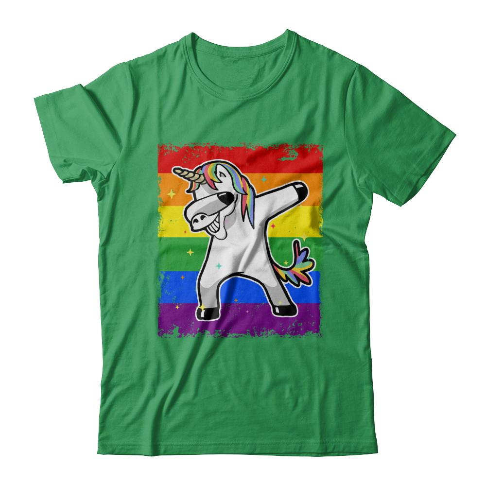 Dabbing Unicorn Lgbt Gay Pride Flag-T-Shirt & Hoodie-Premium T-Shirt-Kelly Green