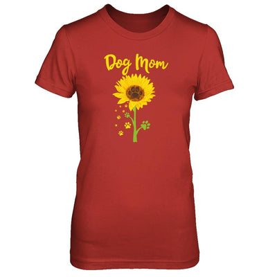 Funny Sunflower Dog Mom Paw Lover Mothers Day-T-Shirt & Tank Top-Women's T-Shirt-Red