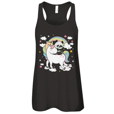 Panda Riding Unicorn-T-Shirt & Tank Top-Women's Flowy Racerback Tank-Black
