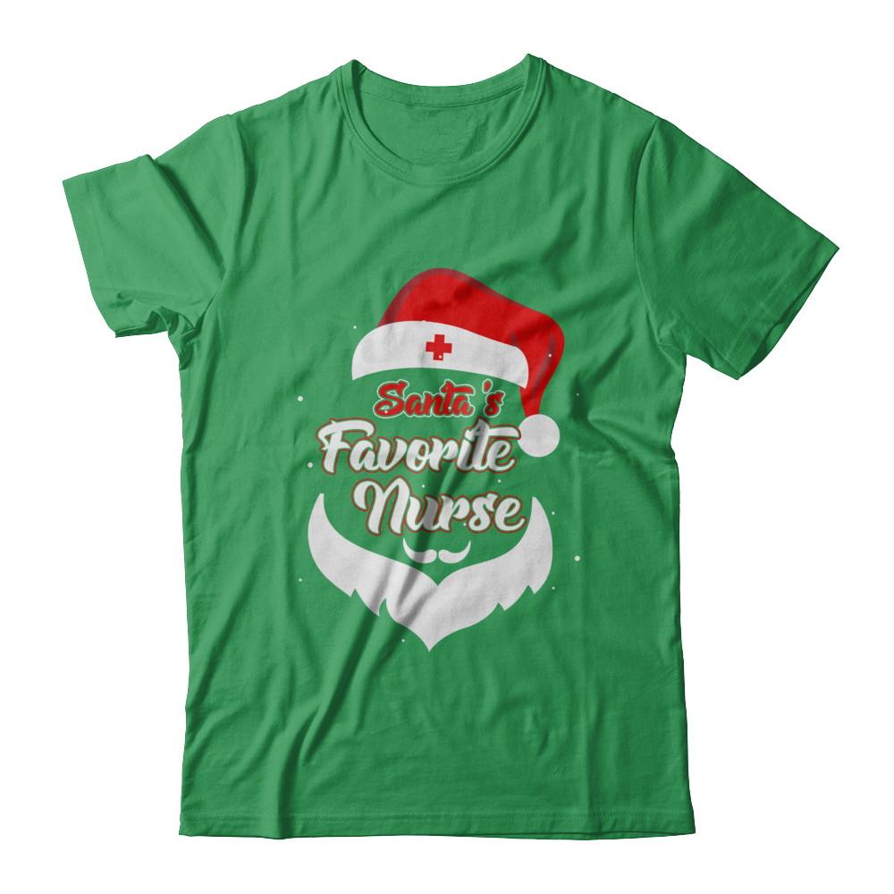 Santa's Favorite Nurse Funny Christmas Nursing-T-Shirt & Hoodie-Premium T-Shirt-Kelly Green
