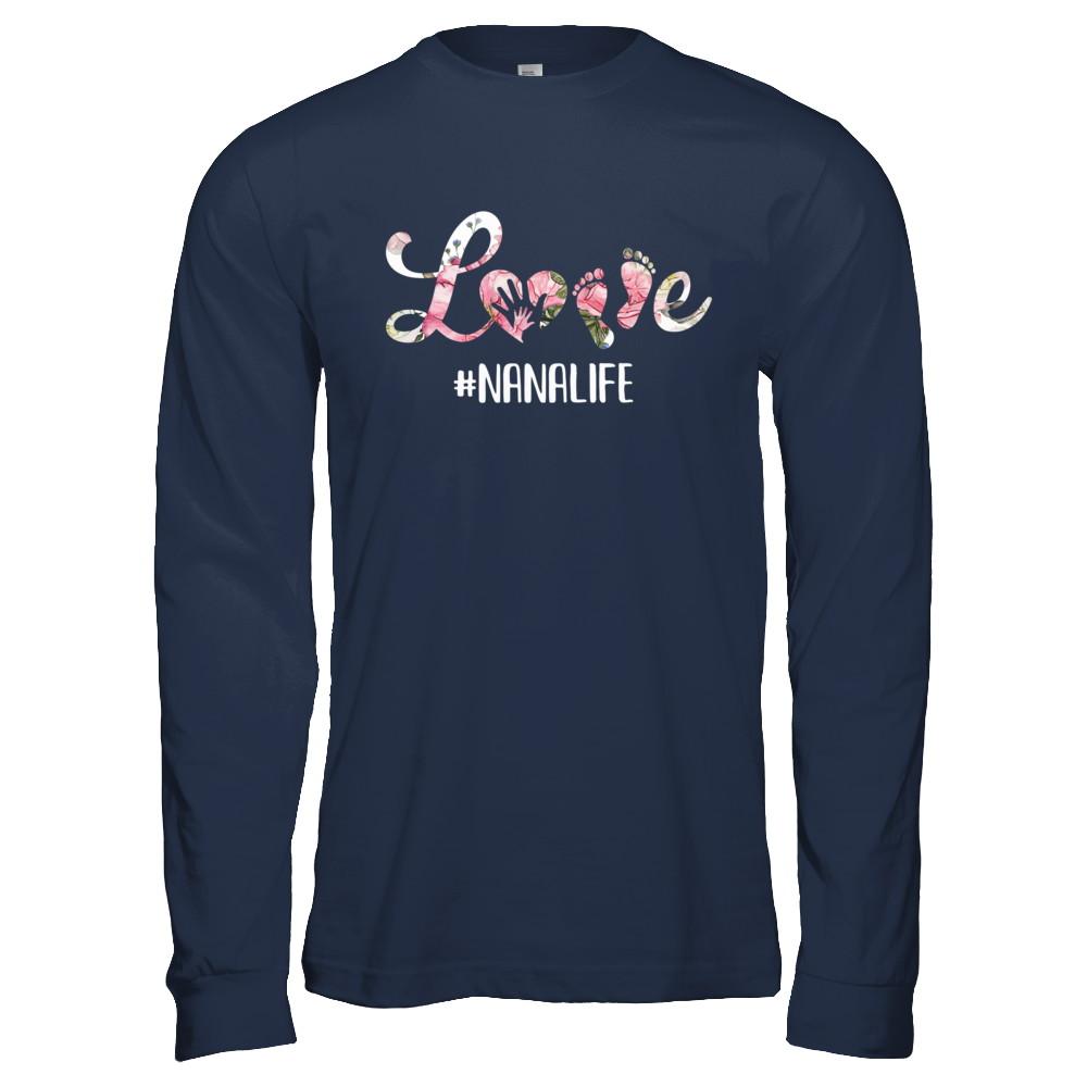 Love Nanalife Matching Grandchild And Nana Gifts-T-Shirt & Hoodie-Long Sleeve T-Shirt-Navy