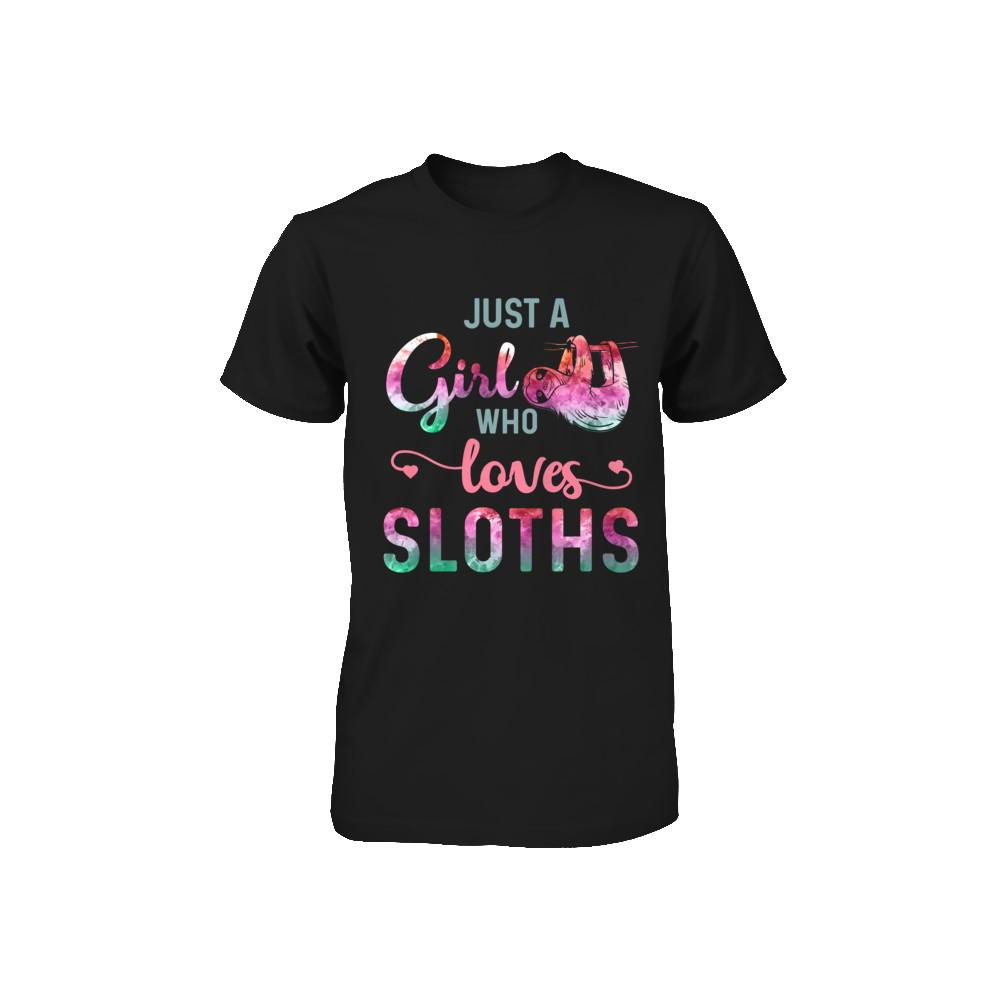 Just A Girl Who Loves Sloths Sloth Lover Youth-Youth Shirt-Toddler T-Shirt-Black