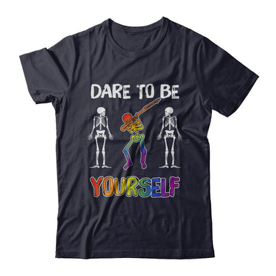 Dare To Be Yourself Funny Lgbt Skeleton-T-Shirt & Hoodie-Premium T-Shirt-Midnight Navy