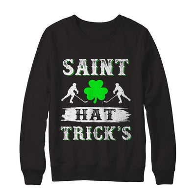 St Patricks Day Hockey Saint Hat Trick's Day-T-Shirt & Hoodie-Crewneck Sweatshirt-Black