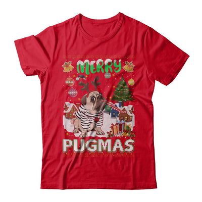 Cute Pug Christmas Merry Pugmas Ugly Sweater Christmas-T-Shirt & Sweatshirt-Premium T-Shirt-Red