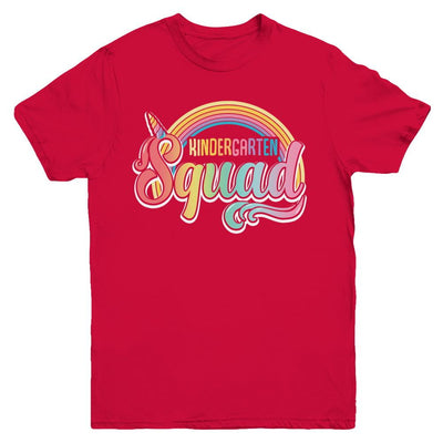 Kindergarten Squad Cute Rainbow Unicorn Back To School Youth-Youth Shirt-Youth T-Shirt-Red