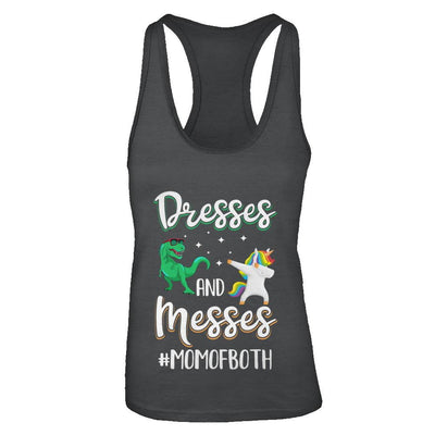Dresses And Messes Mom Of Both Funny Gift For Mom-T-Shirt & Tank Top-Women's Ideal Racerback Tank-Black