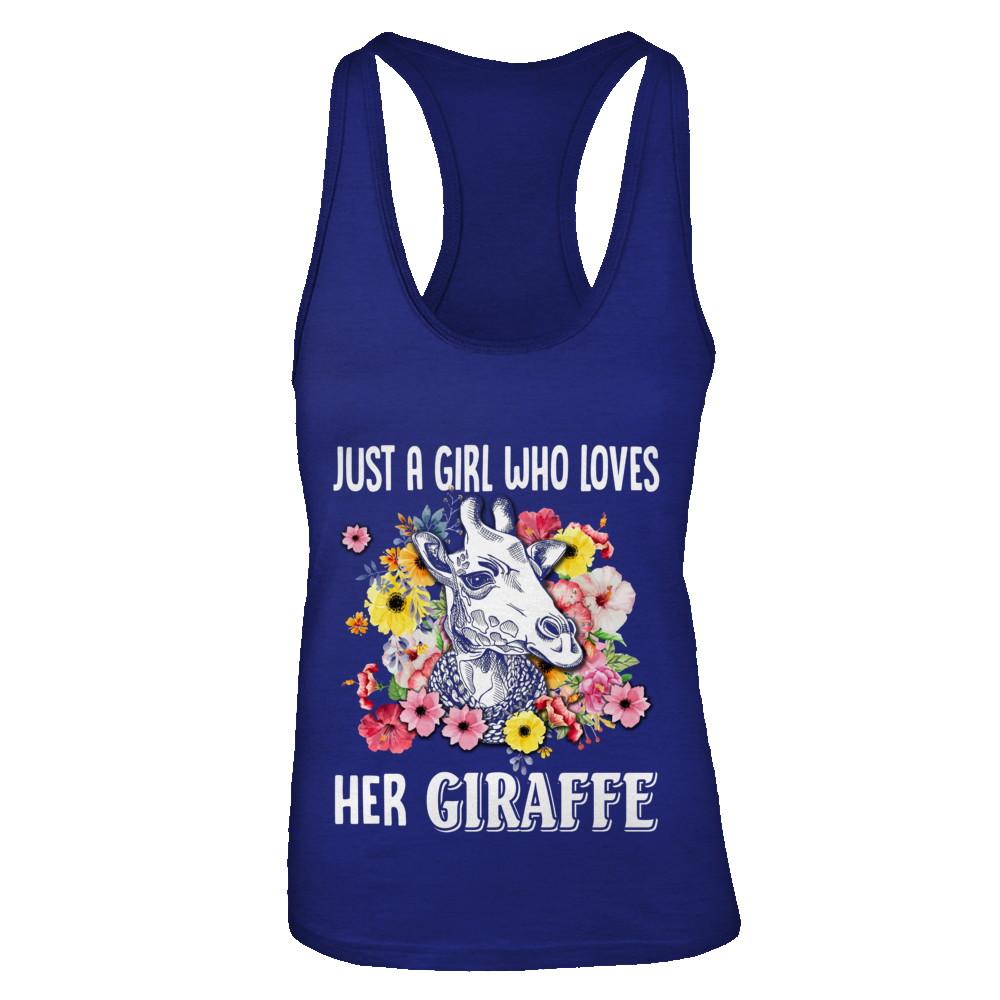 Just A Girl Who Loves Her Giraffe-T-Shirt & Tank Top-Women's Ideal Racerback Tank-Royal
