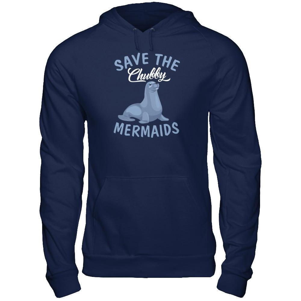 Save The Chubby Mermaids-T-Shirt & Tank Top-Pullover Hoodie-Navy