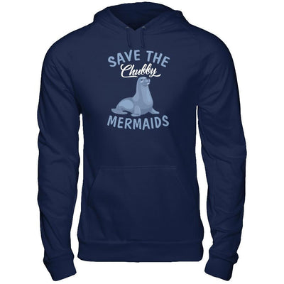 Save The Chubby Mermaids-T-Shirt & Tank Top-Pullover Hoodie-Navy