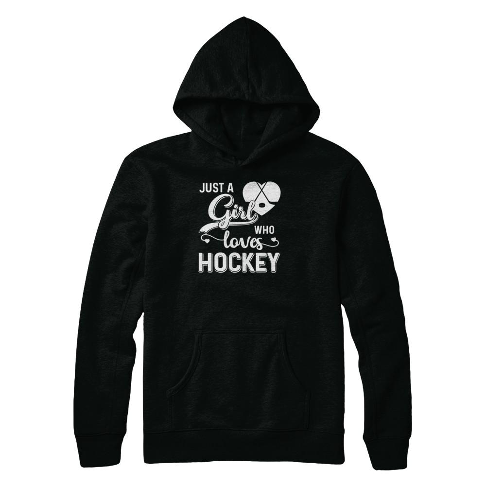 Just A Girl Who Loves Hockey-T-Shirt & Tank Top-Pullover Hoodie-Black