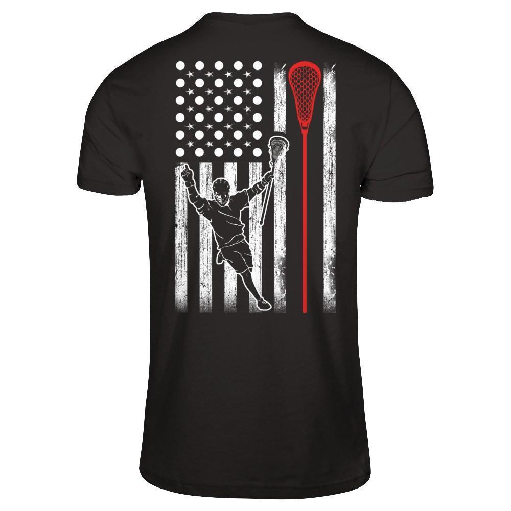 Lacrosse American Flag-T-Shirt & Hoodie-Premium T-Shirt-Black