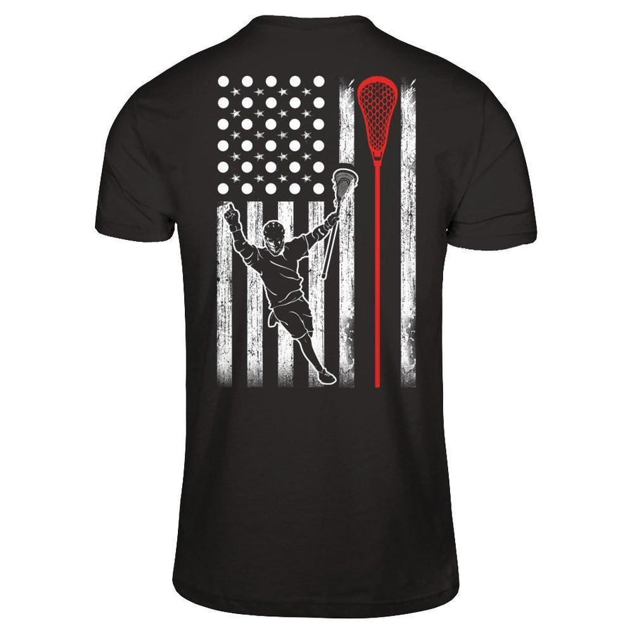 Lacrosse American Flag-T-Shirt & Hoodie-Premium T-Shirt-Black