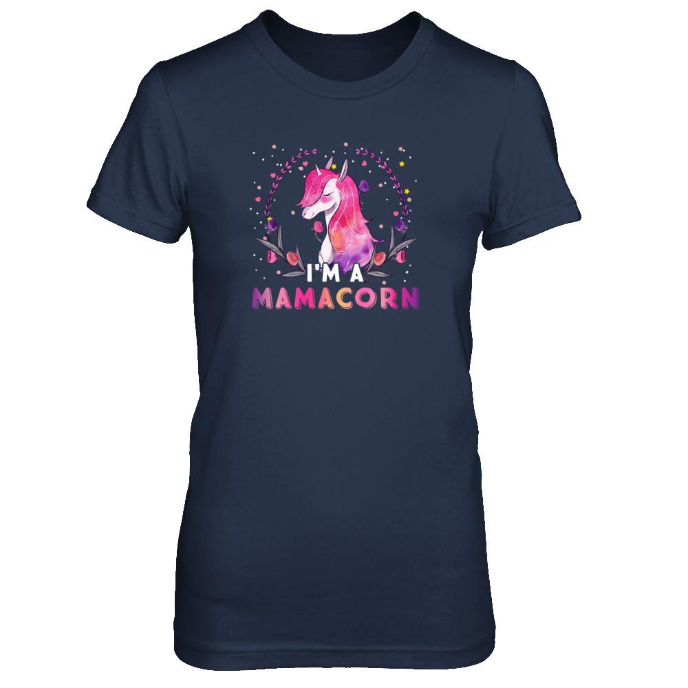 Cute Mamacorn Rainbow Unicorn Mother's Day-T-Shirt & Tank Top-Women's T-Shirt-Navy