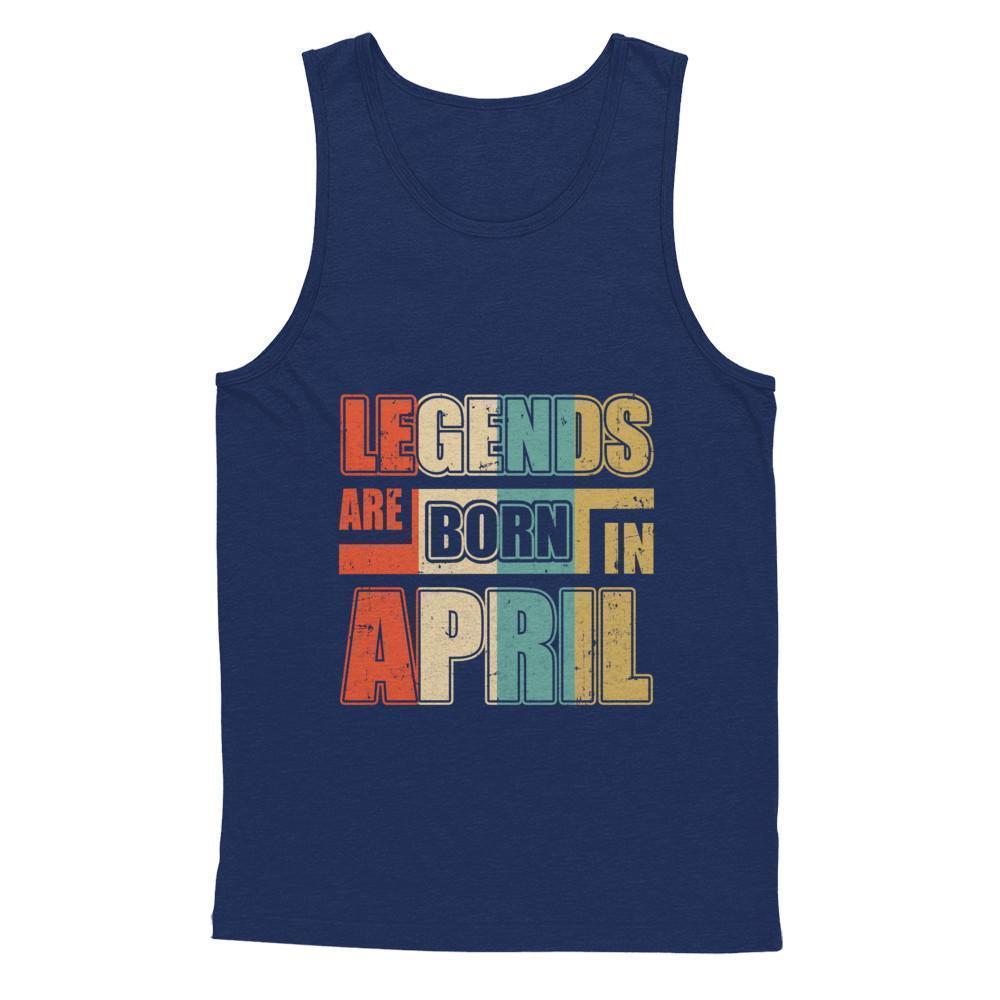 Classic Vintage Legends Are Born In April Birthday-T-Shirt & Hoodie-Unisex Tank-Navy