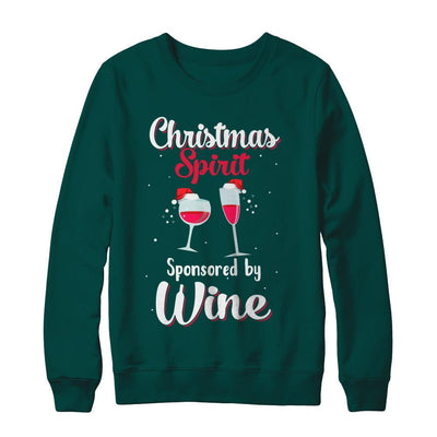 Holiday Party Christmas Spirit Sponsored By Wine-T-Shirt & Sweatshirt-Crewneck Sweatshirt-Deep Forest