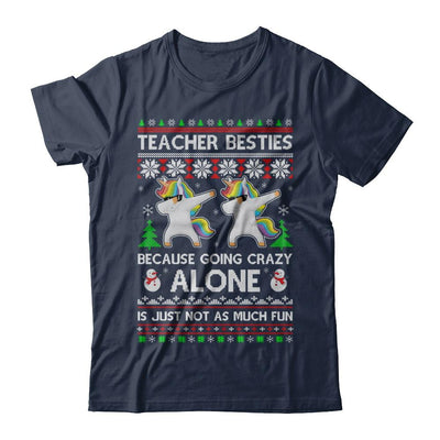 Unicorn Dabbing Teacher Besties Ugly Christmas Sweater-T-Shirt & Sweatshirt-Classic T-Shirt-Navy