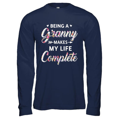 Being A Granny Makes My Life Complete Mothers Day-T-Shirt & Hoodie-Long Sleeve T-Shirt-Navy