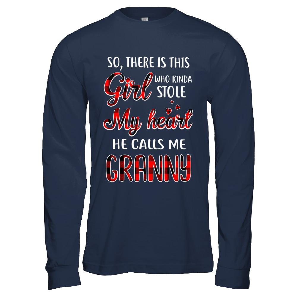 This Girl Who Kinda Stole My Heart He Calls Me Granny-T-Shirt & Hoodie-Long Sleeve T-Shirt-Navy