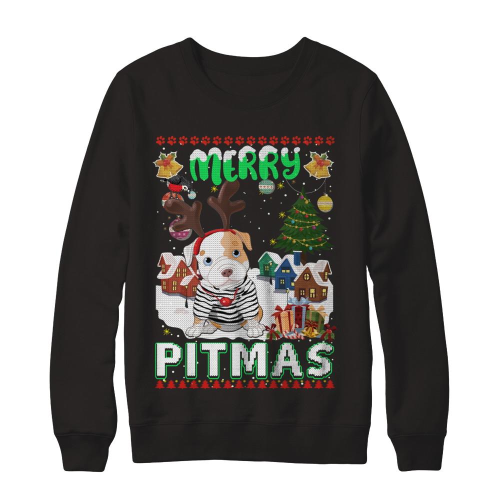 Cute Pitbull Christmas Merry Pigmas Ugly Sweater Christmas