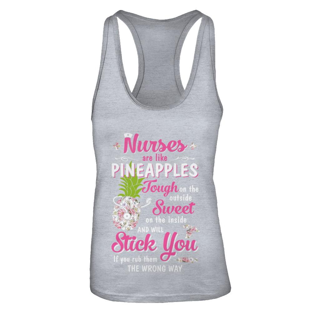 Funny Nurses Are Like Pineapples CNA Nursing Gift-T-Shirt & Tank Top-Women's Ideal Racerback Tank-Heather Grey