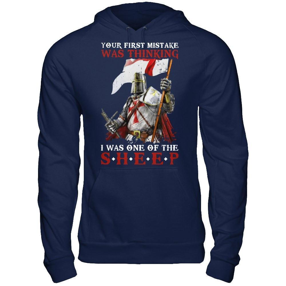 Knight Templar Your First Mistake Was Thinking I Was One Of The Sheep-T-Shirt & Hoodie-Pullover Hoodie-Navy