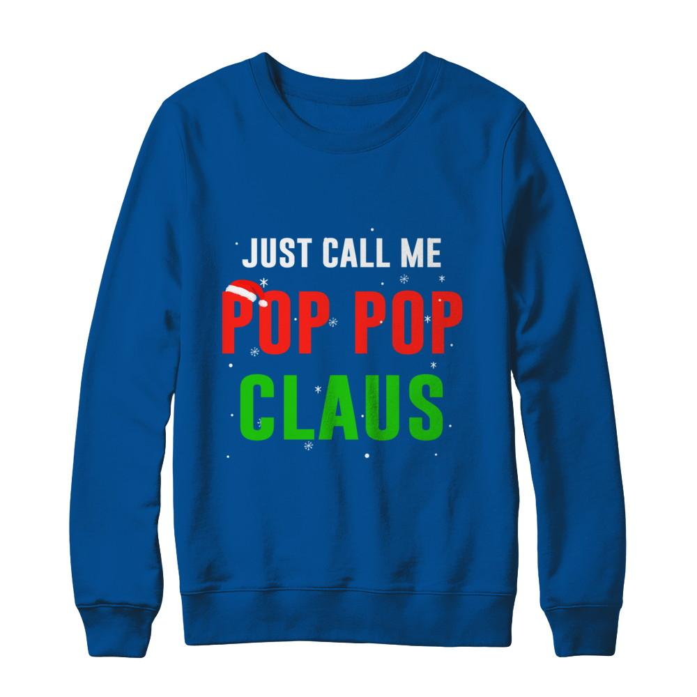 Santa Pop Pop Claus Matching Family Christmas Pajamas-T-Shirt & Sweatshirt-Crewneck Sweatshirt-Deep Royal